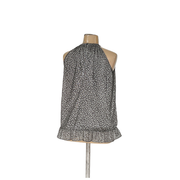 Michael Kors Black and White Ruffled Sleeveless Blouse - Picture 2 of 3